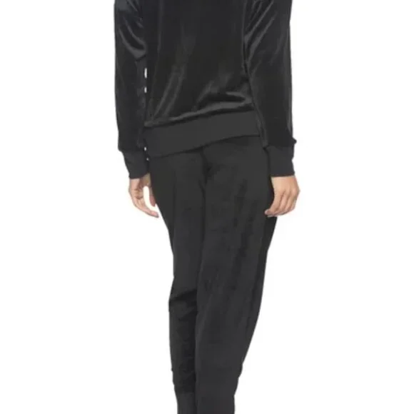 2 Pc Black Velour Hoodie Jogger Set - Picture 4 of 4